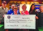 Manuel Rivera Jr., Ignacio Almaguer, Mercedes Lomas, Stephanie Leal and Jose Espinoza of the Pharr Sunrise Breakfast Kiwanis Club present Terri Drefke, Food Bank RGV CEO, with a sponsorship of $5,000 to Empty Bowls 2014. They are inviting local and regional businesses to sponsor the ever popular Empty Bowls luncheon and silent auction, Sept. 23, 2014 at the Pharr Events Center!